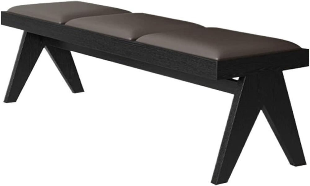 Modern Retro Wooden Upholstered Dining Table Cloakroom Shoe-Changing Stool Be...