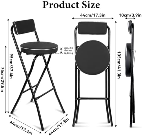 Folding Bar Stool with Footrest 1PCS Tall Folding Stool Foldable Chair