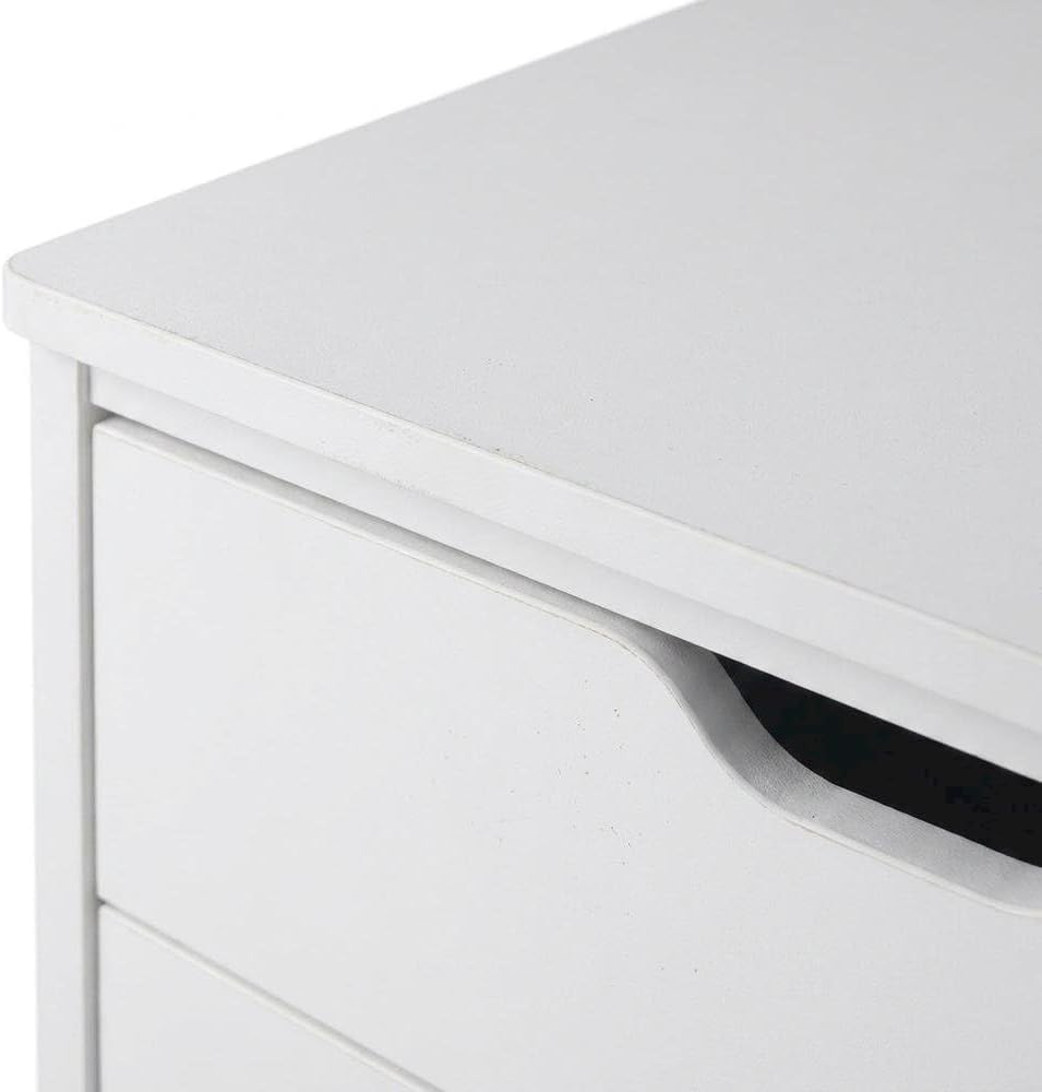 Furnifact White Storage Cabinet, Contemporary Pantry Organizer, Durable Compo...