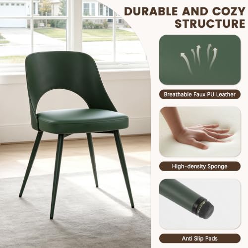 NOBPEINT Dining Chairs Set of 4, PU Leather Kitchen Chairs with Metal Legs