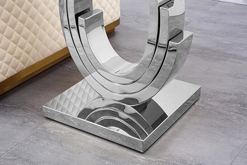 Luxury Silver Glass End Table Modern Square Sofa Side Table with Mirrored Sta...