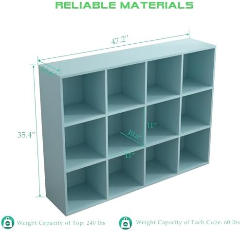 OSCHF 12-Cube Storage Shelf Bookcase, Light Blue