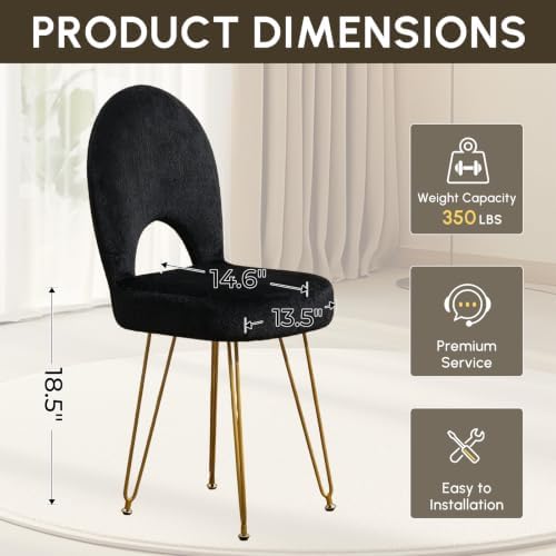 Foldable Vanity Stool with Backrest Ottoman Makeup Chair with Gold Legs