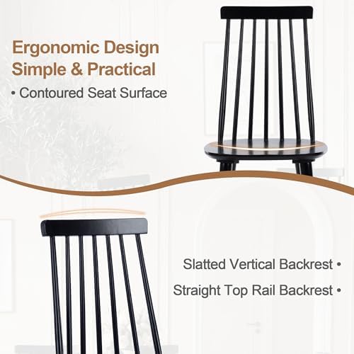 DUHOME Dining Chairs Set of 2 Wood Dining Room Chair Black Spindle Side Kitch...