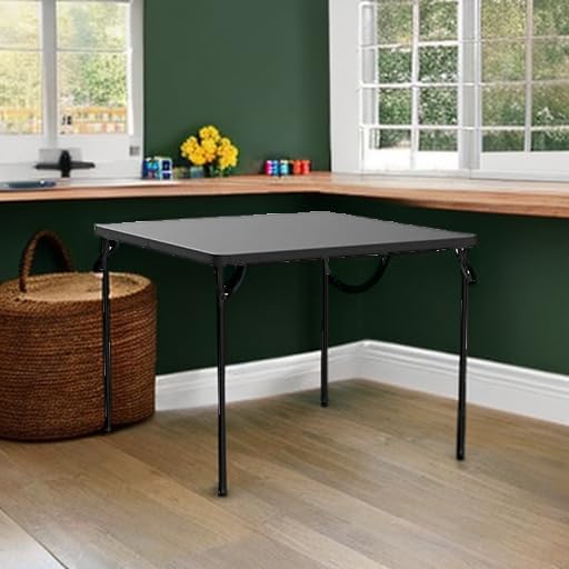 Cosco XL 38.5" Resin Fold-in-Half Card Table, Black, Wheelchair Accessib...