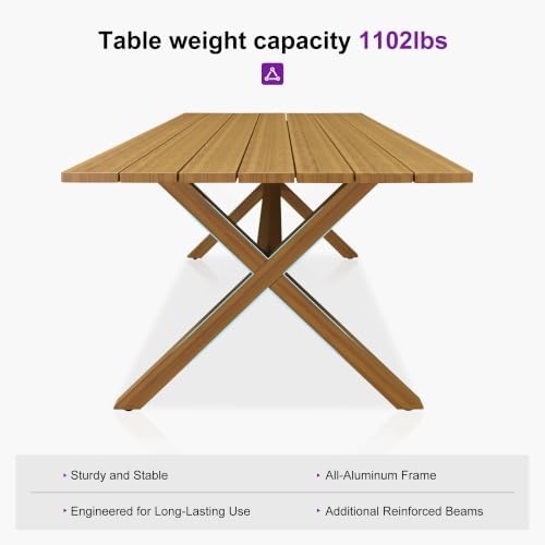PURPLE LEAF Outdoor Dining Set for 8 with Cushions PE Rattan Teak