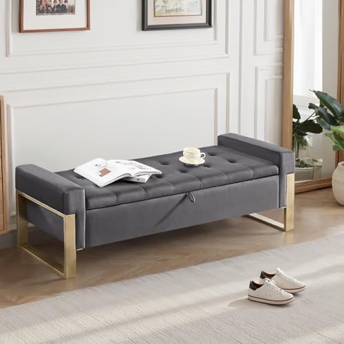 End of Bed Storage Bench, 67'' Benches for Bedroom Foot of Bed King S...