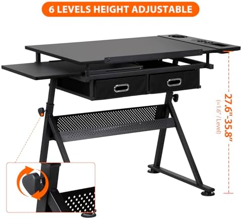Nova Microdermabrasion Height Adjustable Drafting Table - Art/Craft Desk with...