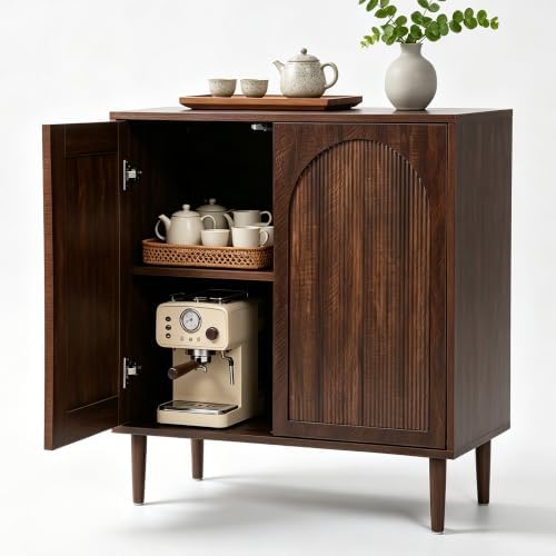 Bifins 31.5” Dark Walnut Sideboard Buffet Cabinet with Storage Set of 3