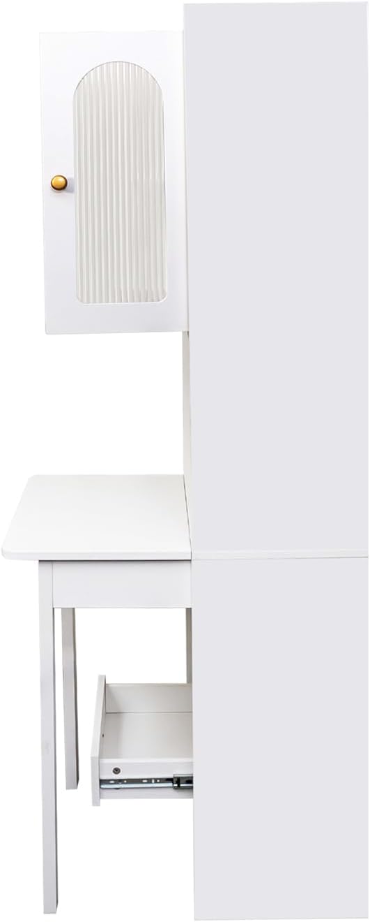 JOYSOURCE 71'' Bedside Table Tall Freestanding Bookshelf with Convert...