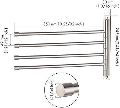 KES Swivel Towel Rack 4-Arm, Bathroom Swivel Towel Bar, Space Saving