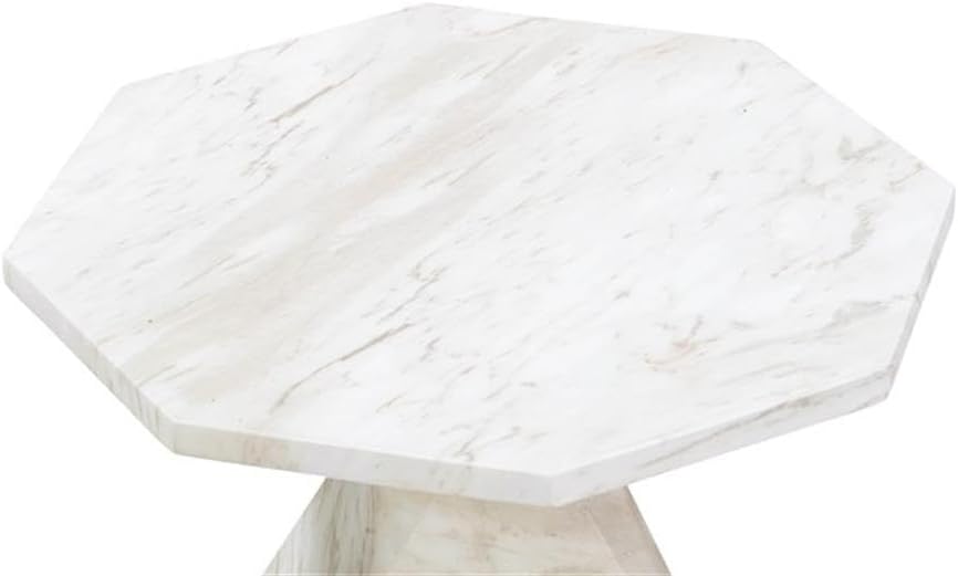 Pemberly Row Contemporary Round Side Table, White Faux Marble Top, 19.8"...
