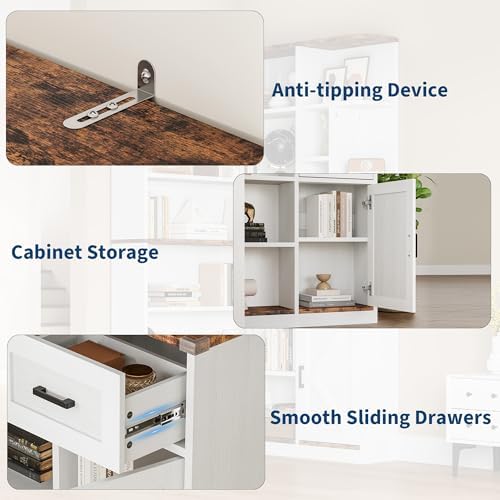 Garvee 74'' Tall Corner Bookshelf - 6-Tier Book Shelf with Drawer and...