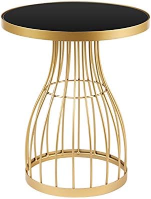 Telephone Table, Black Tempered Glass Side Table Living Room Wrought Iron Cor...