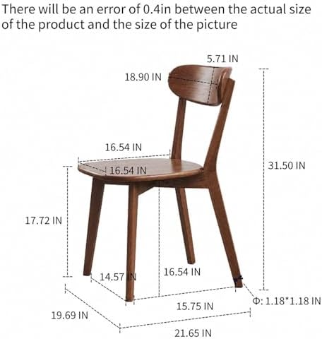 Walnut Dining Chairs Set of 2, Solid Oak Wood