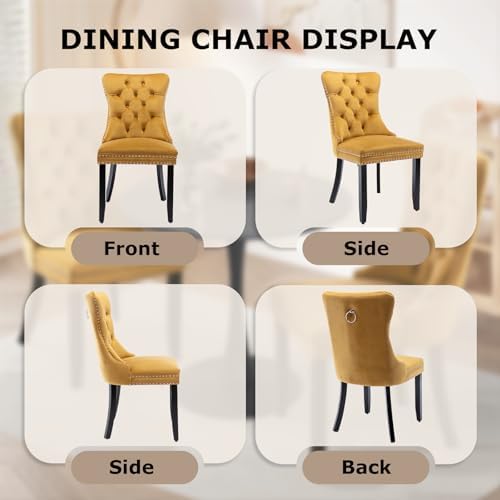 3-Pieces Dining Sets, 31.5" Round Dining Table Set with 2 Velvet Upholst...