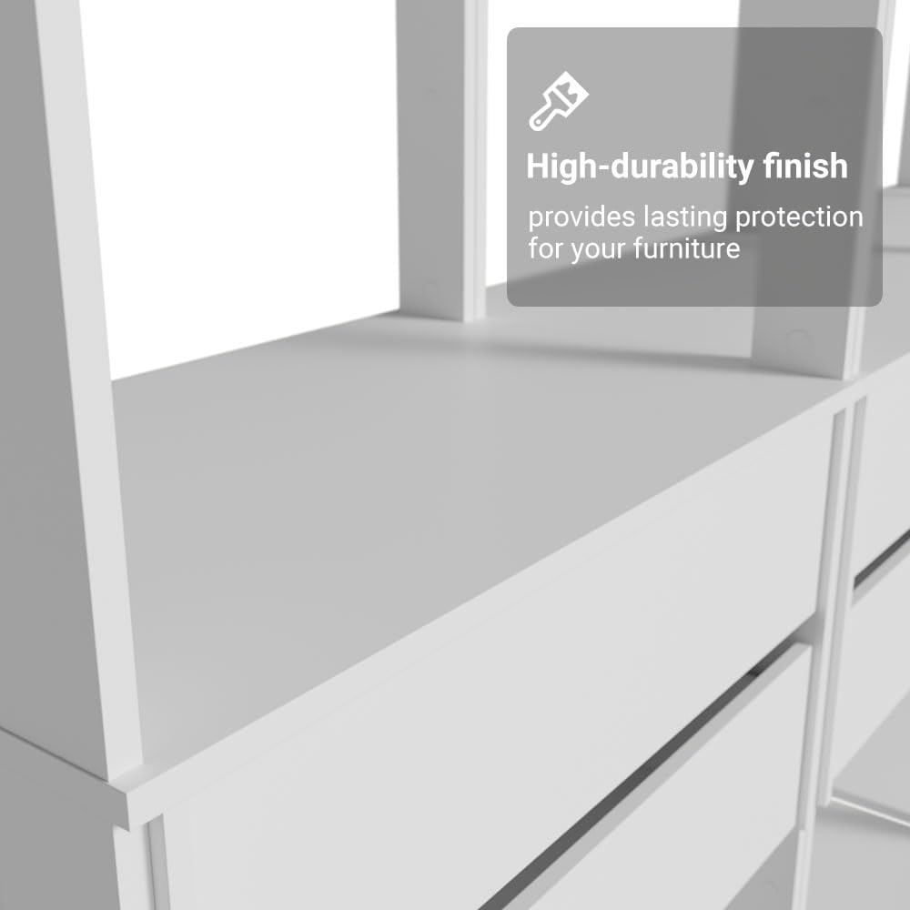 Madesa Kitchen Pantry Storage Rack with 6 Drawers and Open Shelves 82" L...