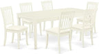 East West Furniture DODA7-LWH-C 7 Piece Dinette Set Consist of a Rectangle Dining Room Table with Butterfly Leaf and 6 Linen Fabric Kitchen Dining Chairs, 42x78 Inch, Linen White