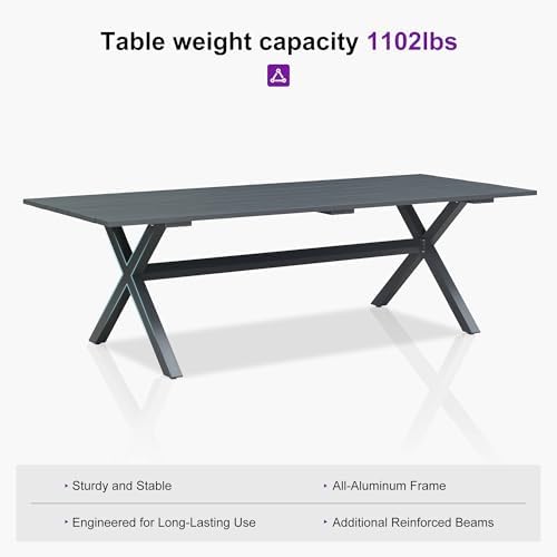 PURPLE LEAF Outdoor Dining Set for 10 with Cushions PE Rattan Grey