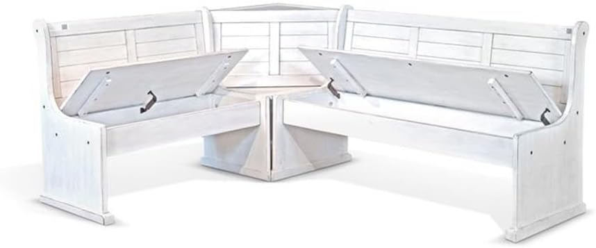 Pemberly Row 75" x 56" Farmhouse Wood Breakfast Nook Set with Table...