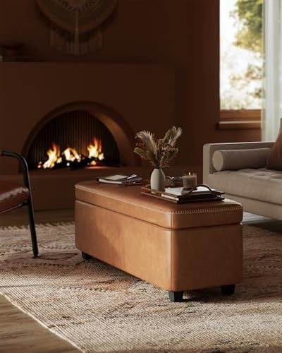 VASAGLE Storage Ottoman Bench with Stitching, PU Leather, Entryway Bedroom | ...
