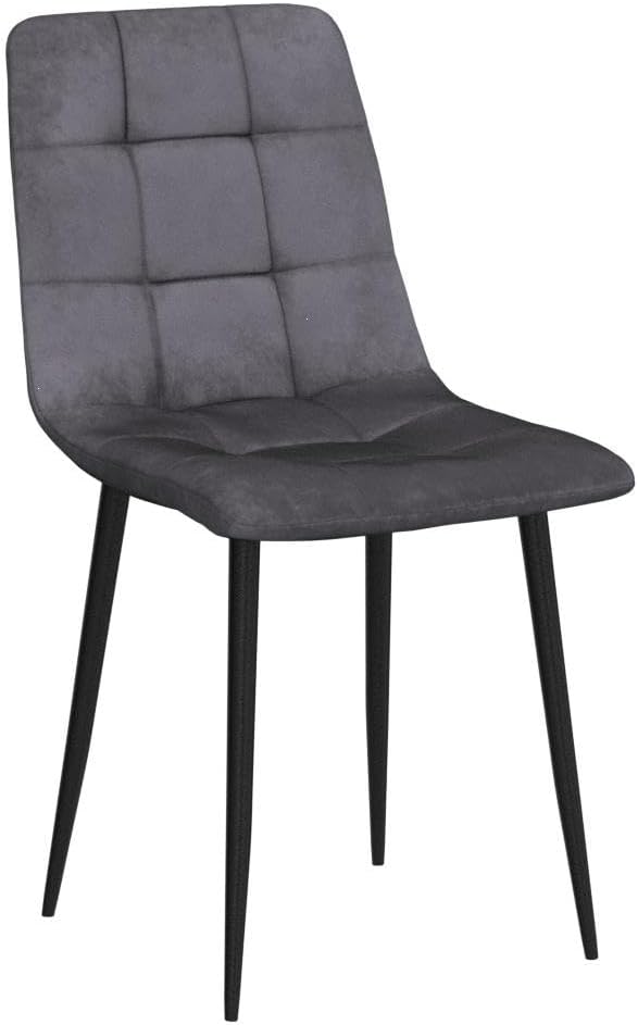 NORDICANA Grey Velvet Dining Chairs Set of 6, Upholstered Tufted Kitchen Chairs, Comfortable Seat, Metal Leg, Easy Assembly