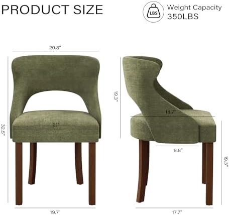 Wooden Dining Chairs Set of 4,Modern Fabric Upholstered Dining Room Chair Kit...