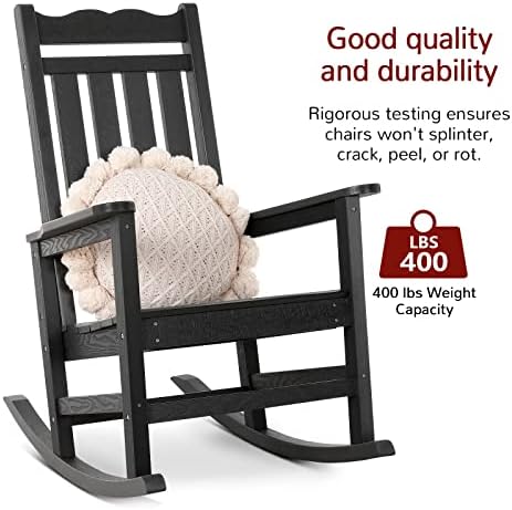 Stoog 3-Piece Oversized Rocking Chairs Set of 2 with Table, Outdoor Rocking C...