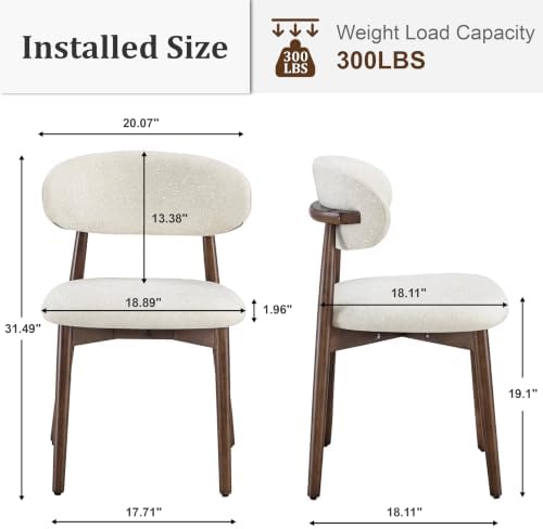 Dining Chairs Set of 4 Mid Century Modern Chenille Fabric Upholstered Kitchen...