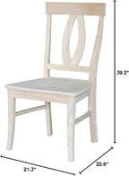 IC INTERNATIONAL CONCEPTS Set of Two Verona Dining Chairs 225lbs wt Capacity, Solid Real Wood, Sturdy Parawood, 21.3"W x 22.6"D x 39.6"H, Unfinished