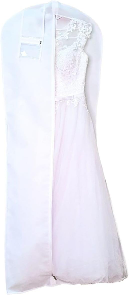 Wedding Dress Garment Bag Extra Long White Clothes Cover for Storage or Travel