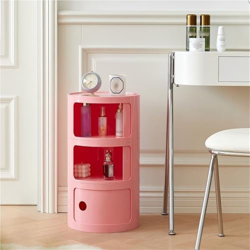 Multi-Layer Storage Cabinet, Small Round Side Table, End Table with Storage, ...