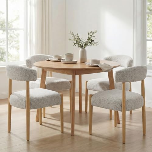VKNOW Wooden Dining Chairs Set of 4 with Rubberwood Legs, Curved Backrest