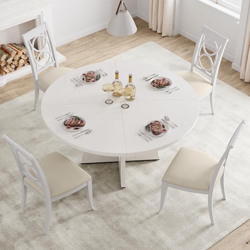 GAOMON 47 Inch Round Dining Table for 4-6 People, Circle Dinner Table with Wo...