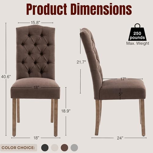 Tufted Dining Chair Fabric Button Upholstered Modern Kitchen Diner Set of 2 |...