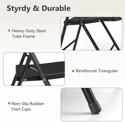 Folding Table and Chairs Set for 4, 4FT Adjustable Height Plastic Folding Tab...