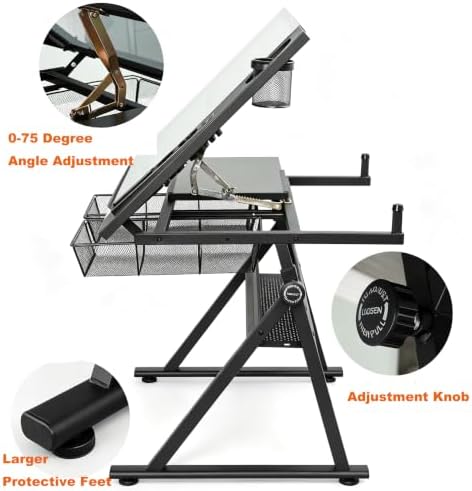 Garvee Drafting Table w/Stool, Height Adjustable Drawing Table