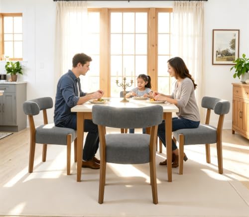 RNKSFX Upholstered Dining Chairs Set of 6, Walnut Wooden Kitchen & Dining...