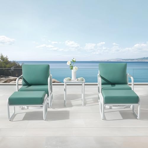 5 Piece Patio Outdoor Aluminum Swivel Rocking Chair with 6.7" Thickened ...