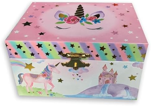 BinkeGG Play [ Twinkle Twinkle Little Star ] (60 Tunes Option) Children Jewelry Box Unicorn Jewelry Music Box for Girls Jewelry Storage Box with Sankyo Musical Box Mechanism