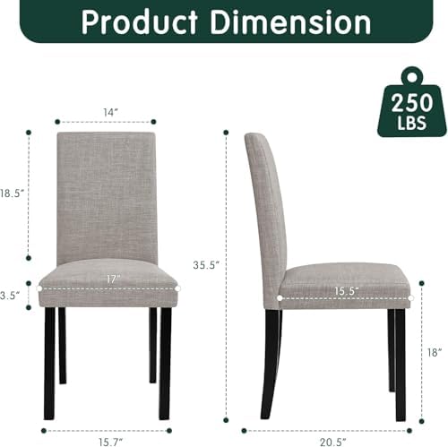 CHUN YI Upholstered Dining Chairs Set of 4, Fabric Dining Room Chairs with So...
