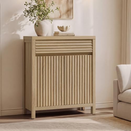 SICOTAS 87" Fluted Buffet Cabinet with Drawers,Large Modern Credenza, 3 PCS