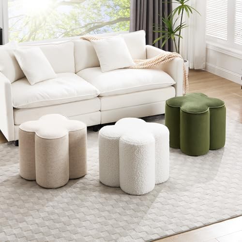 Zesthouse Flower Pouf Ottoman Foot Rest, Velvet Fabric Poofy Ottoman Stool | ...