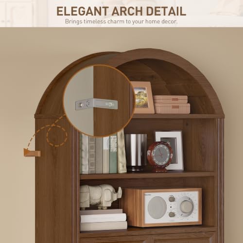 RALGEND Arched Bookshelf, 73" Tall Arch Bookcase with Drawers, Farmhouse...