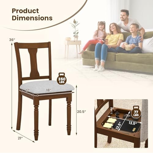 GOFLAME Upholstered Dining Chairs Set of 4, Wooden Dining Chairs with Padded ...