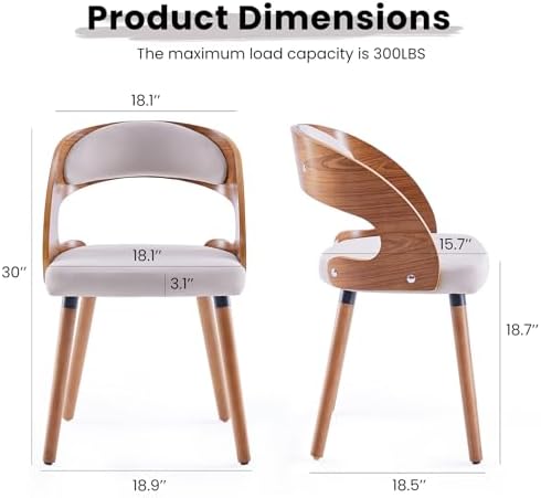 Farini Wood Dining Chairs, Set of 4 Modern Upholstered Dining Chairs with Cur...