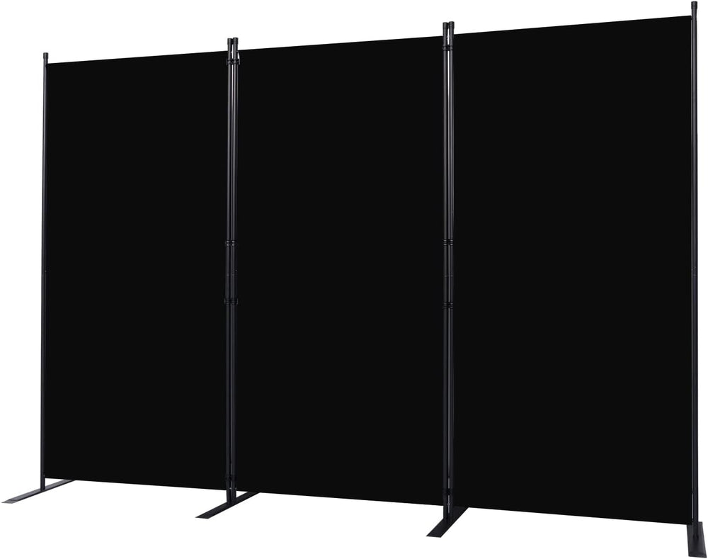 Room Divider, 3 Panel Folding Privacy Screens with Wider Feet, Black
