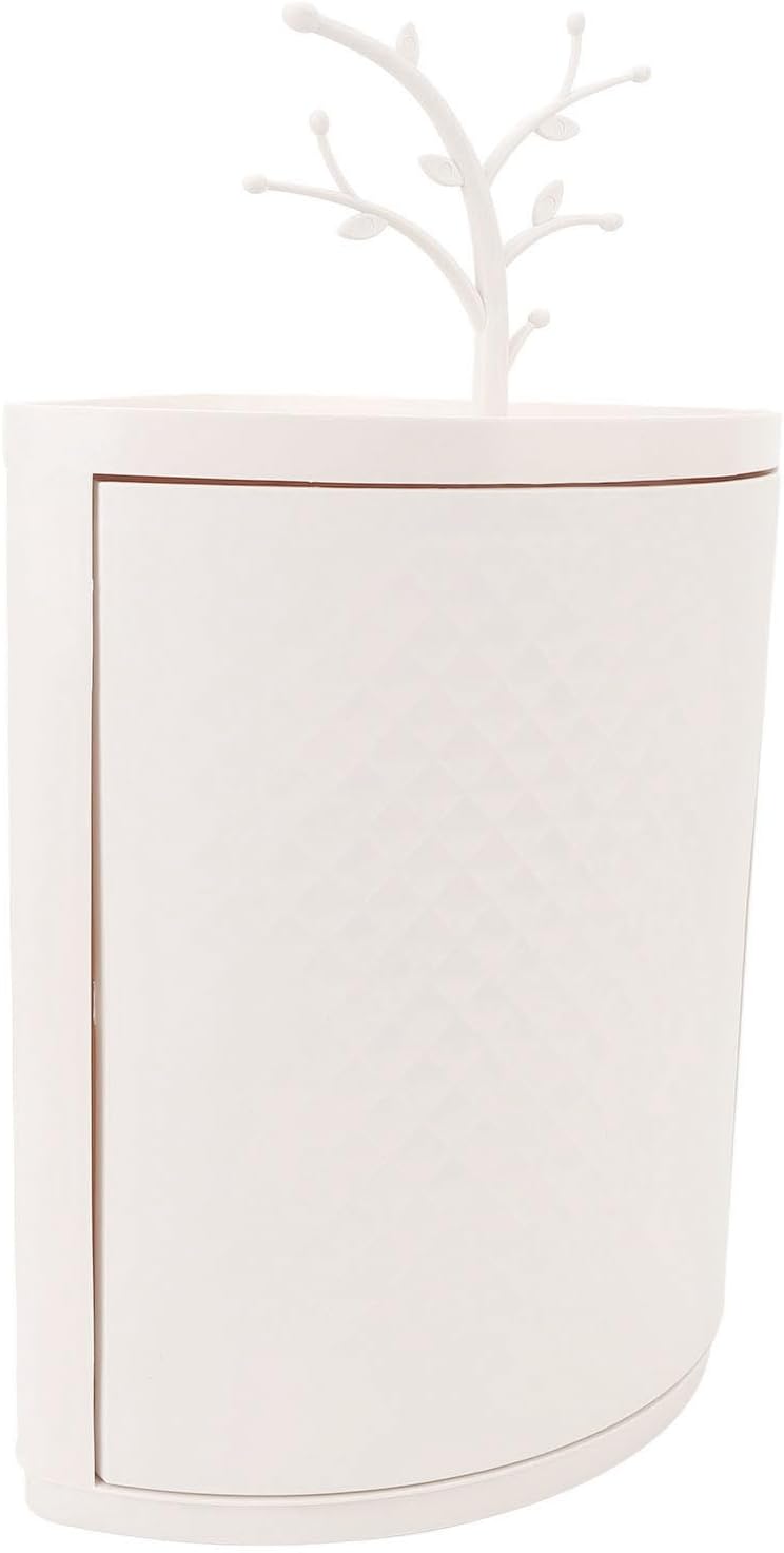 Countertop Corner Storage Cabinet, 360 Degree Rotating Dust Proof PP Storage Rack with Wall Mountable Design, for Bathroom Kitchen Cosmetic Organizer