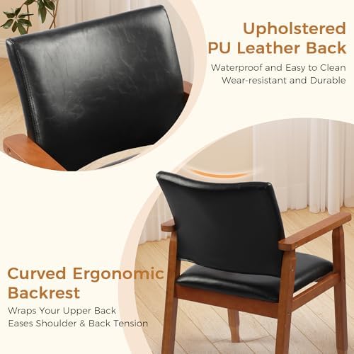 NOBPEINT Mid-Century Modern Dining Chairs with Armrest Set of 1, PU Leather U...