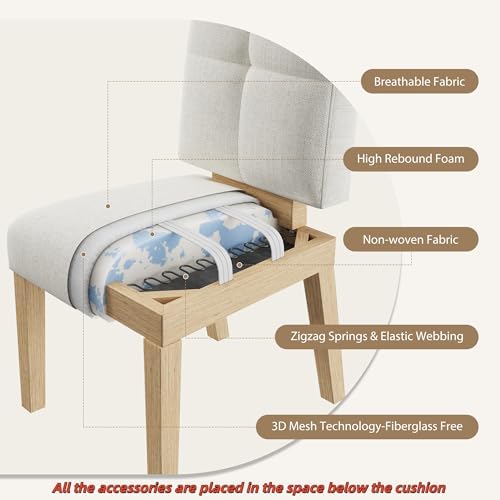 Wooden Dining Chairs Set of 6, Modern Farmhouse Dining Room Chairs with Cloud...